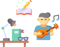 Garoto estudando e tocando violão